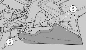 07_04 the relative four screws on the left side. Remove the lower fairing (6).