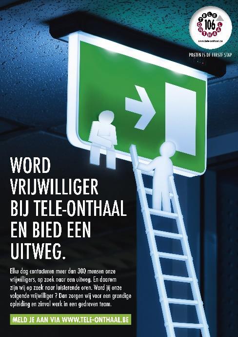 Werving Tele-Onthaal Word vrijwilliger bij Tele-Onthaal en bied een uitweg In 2015 noteerde Tele-Onthaal het hoogst aantal telefoongesprekken in 5 jaar tijd.