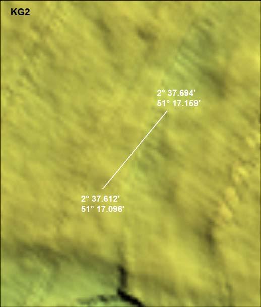 Fig 1 KG2 site between between Kwintebank and Buiten Ratel Team Norro-Simon and Knuts in surface safety In water at 12:45 for 2 min at 27m depth out of the water at 12:50 The dive was aborted due to