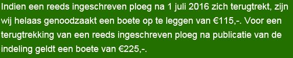 Ieder lid van een competitieteam dient zich voor 25 mei 2016 via email individueel aan te melden bij de technische commissie,