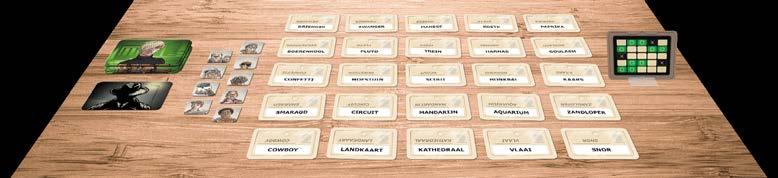Codenames: Duet is een coöperatief spel voor 2 of meer spelers. De sleutelkaart geeft aan welke 9 woorden je partner moet raden en welke 3 woorden hij moet vermijden.