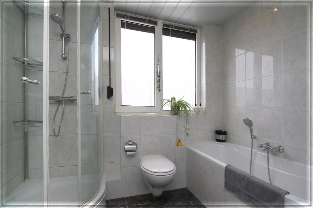 radiator en eveneens twee ramen waarvan een met draai-kiepfunctie is de badkamer van alle gemakken