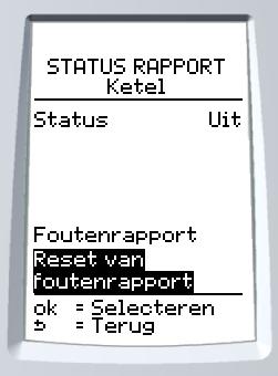 INSTALLATIE 99 Statusrapport 99 Statusrapport systeem Va dt menu s het volgende mogeljk : de status van het toestel opvragen (AAN/UIT), Systeem met de toetsen verschllende beschkbare gegevens van het