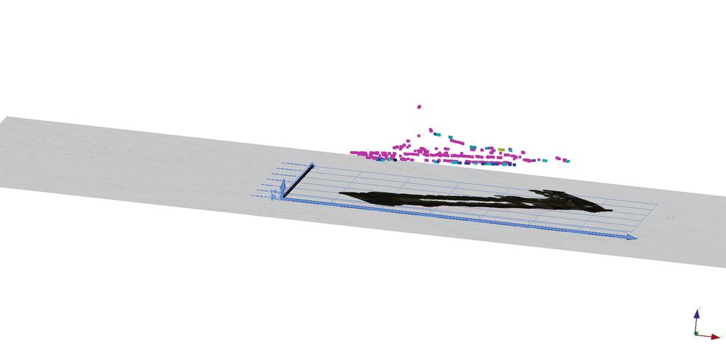 Op onderstaande afbeeldingen zijn de eerder genoemde markers weergegeven. Deze geven enkel de meest duidelijke reflecties weer. De buitenste paarse lijnen betreffen de oude kademuren.