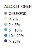 Antilliaanse en Arubaanse afkomst: 1% Percentage inwoners van Surinaamse afkomst: 0% Percentage inwoners van Turkse afkomst: 0% Bovenstaande kaart laat het percentage