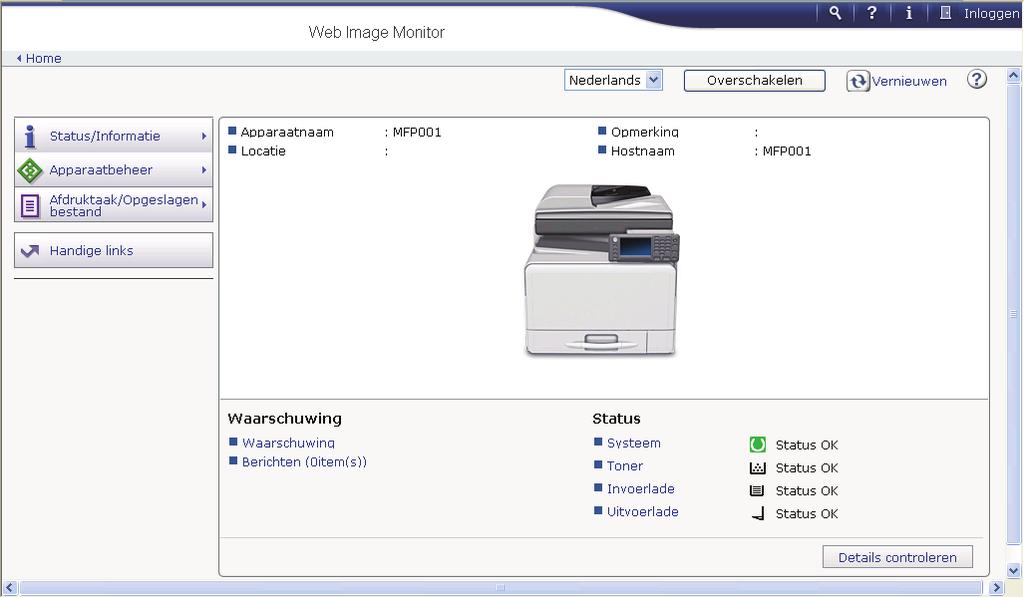 8. Web Image Monitor In dit hoofdstuk komen veelgebruikte Web Image Monitor-functies en -handelingen aan bod.