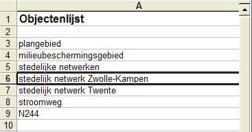 In het voorbeeld uit de vorige stappen wordt in de tekst gesproken over milieubeschermingsgebieden als een verzameling van gebieden, zonder dat een van de gebieden expliciet wordt genoemd.