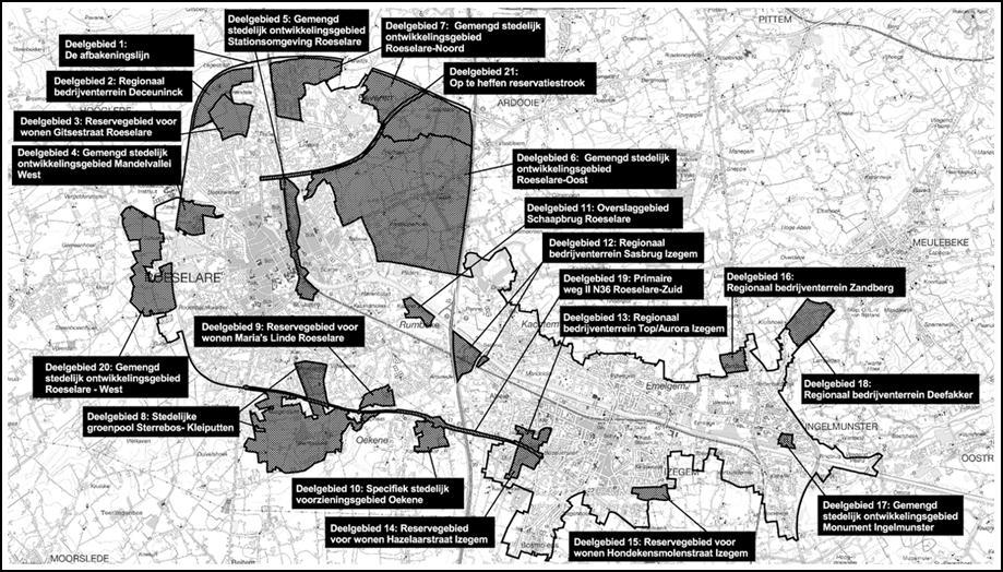 2 Gewestelijk ruimtelijke uitvoeringsplannen (GRUP) Het plangebied bevindt zich binnen het gewestelijk ruimtelijk uitvoeringsplan Afbakening regionaalstedelijk gebied Roeselare (deelplan Middenwest).
