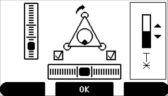 5. Centreer het elektronische doosniveau voor de tweede as door aan de derde voetschroef te draaien.