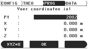 Builder, Het meten van hoogten 66 3 Druk op XYZ=0 om de coördinaten op 0.000 in te stellen en druk op OK om het punt op te slaan.