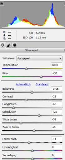 Les 2. Belichting en kleur aanpassen met de RAW-converter 1. Gedeeltelijk bewerkte RAW-foto heropenen In les 1. heb je geleerd hoe je een RAW-foto opent in de RAW-converter. Open dus nu de, in les 1.