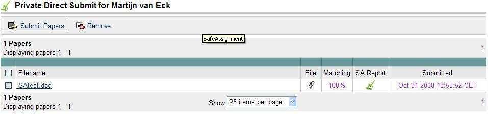 U kunt een document (scriptie, paper, essay) toevoegen door middel van de knop Submit Papers. Er kunnen verschillende bestandstypen kunnen worden aangeleverd:.zip,.doc,.docx,.odt,.txt,.pdf,.rtf en.