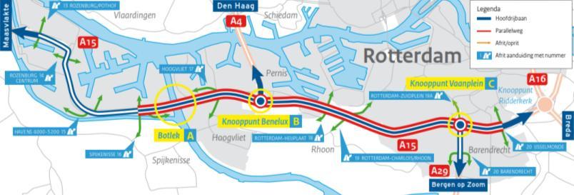 Afbeelding 3.10 Overzicht project A15 MaVa (bron: Rijkswaterstaat) 3.1.4 Aalkeetpolder (noordoever) Ten noorden van het Scheur wordt de Blankenburgverbinding gerealiseerd in de Aalkeetpolder tussen Maassluis en Vlaardingen, ten westen van de Krabbeplas.