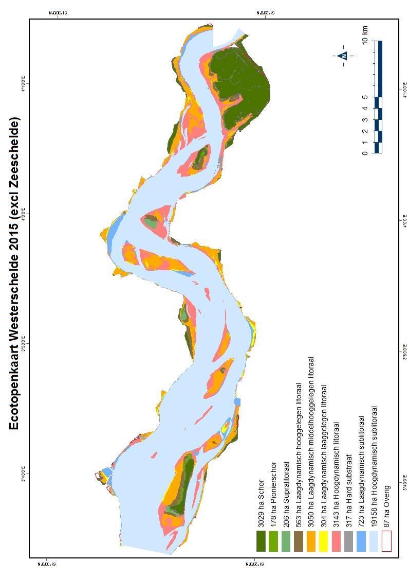 Bijlage II Ecotopenkaart Westerschelde 2015 -----De kaart toont
