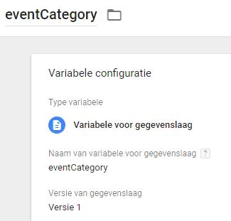 Bovenstaande variabele dien je ook aan te maken voor eventaction en eventlabel.