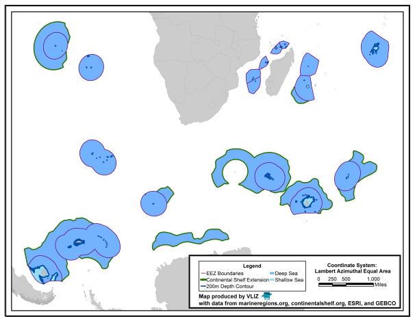 plat, 200m depth, o Caribische Regio o Europa o Indische Oceaan