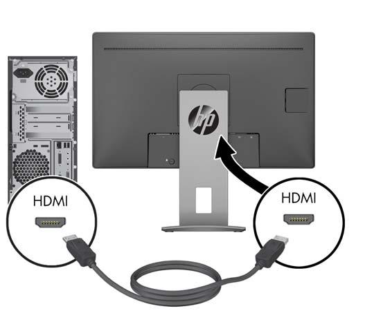 Sluit een HDMI-kabel aan op de HDMI-connector aan de achterzijde van de monitor en het andere uiteinde op de HDMI-connector van het bronapparaat. 4.
