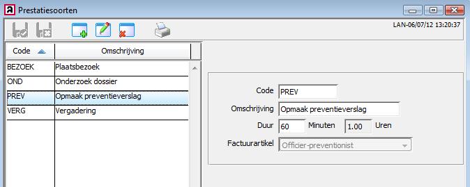 3.4 Prestatiesoorten Indien u prestaties bijhoudt, dient u deze vooraf te coderen.