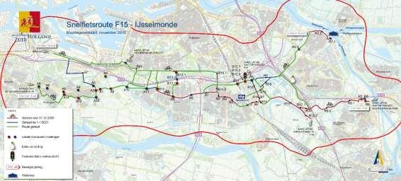 Beschrijving van de maatregel/oplossing Figuur 2-2 Direct invloedsgebied van de SFR F15 IJsselmonde Op de oost-westcorridor die de snelfietsroute bedient, wordt de OV-relatie door bussen bediend.