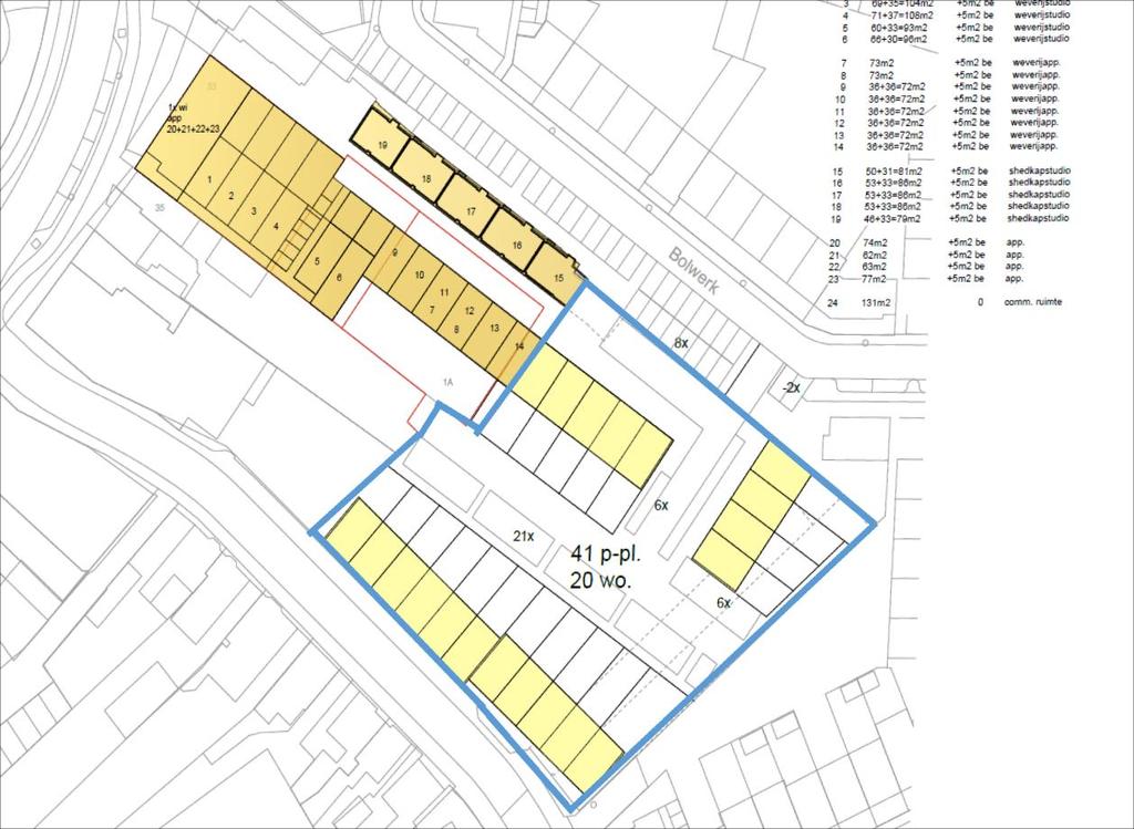 Archeologische onderzoek Slachthuisstraat, Geldrop, Gemeente Geldrop-Mierlo. ArcheoPro Rapport, 14036, Pagina 8 Figuur 2: De binnen het plangebied voorgenomen bouw van twintig woningen.