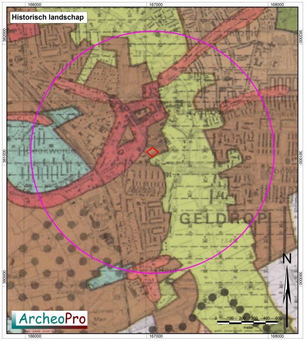 Volgens de kaart van de historische landschappen en historische relicten zijn binnen het plangebied (zie figuur 15) geen