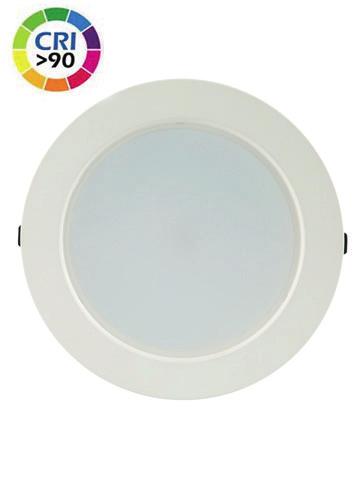 000K 08774386686 62,00 390 08774386695 74,80 390 HIGH CRI DOWNLIGHT 23W Ø245MM 3.000K Deze dimbare High CRI downlight heeft een kunststof witte buitenrand en een opale kunststof afdekplaat.