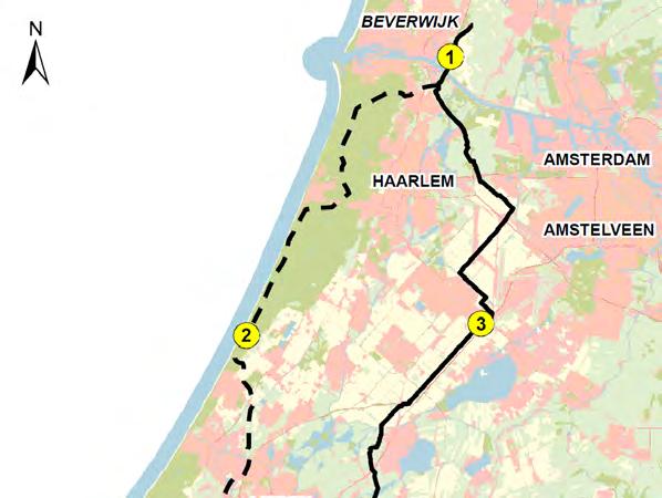 Figuur 3.1 - Ligging westelijke en oostelijke tracédelen* *De tracédelen lopen van het punt waar de tracés opsplitsen tot waar ze bij elkaar komen. 3.4.