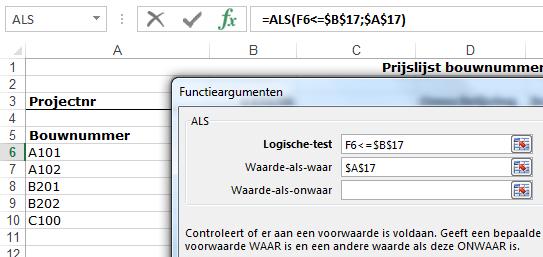 Klik in het veld Waarde-als-onwaar / Value_if_false, en kies vanaf hier de functie Als/If via de pull-down menu