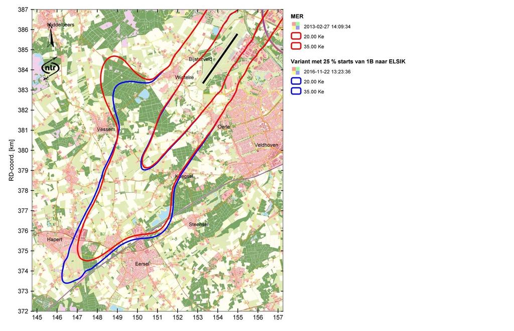 Gebruik van ELSIK-route (2 Ke-contouren) 25% Aantal ernstig geluidgehinderden