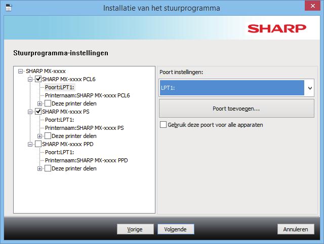 Inhoudsopgave Windows / De software voor installatie selecteren De printerdriver / PC-Fax driver installeren (algemene Windows-procedure) Aangepaste installatie Het stuurprogramma installeren met een