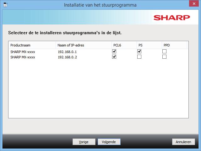 Inhoudsopgave Windows / De software voor installatie selecteren De printerdriver / PC-Fax driver installeren (algemene Windows-procedure) Standaard installatie / Geavanceerde installatie 1 Klik op de