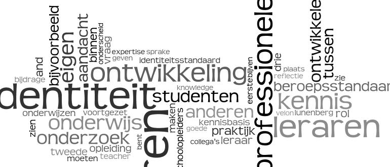 Acht meest voorkomende woorden in de associatieve noties Frequentie lerarenopleiders (experts) Acht meest voor komende woorden in de theoretische teksten uit de kennisbasis leren 18 (43) leren 43