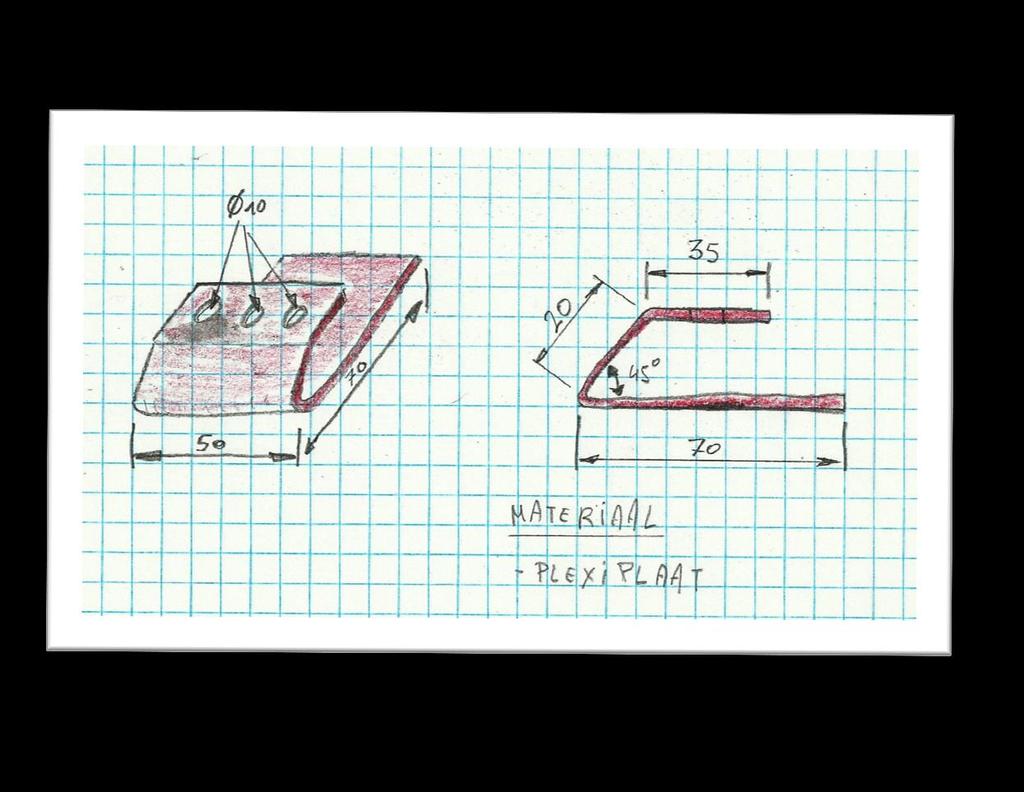 3. Detailontwerp Duid nu de verschillende delen aan en benoem deze. Maak tevens ook een materialenlijst (dit mag eventueel op een apart blad) en bespreek deze met je leerkracht.