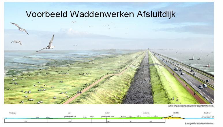 Fig. 4 Impressie van een kwelderwal zoals ontworpen voor de Afsluitdijk (Waddenwerken, 2008) Fig.