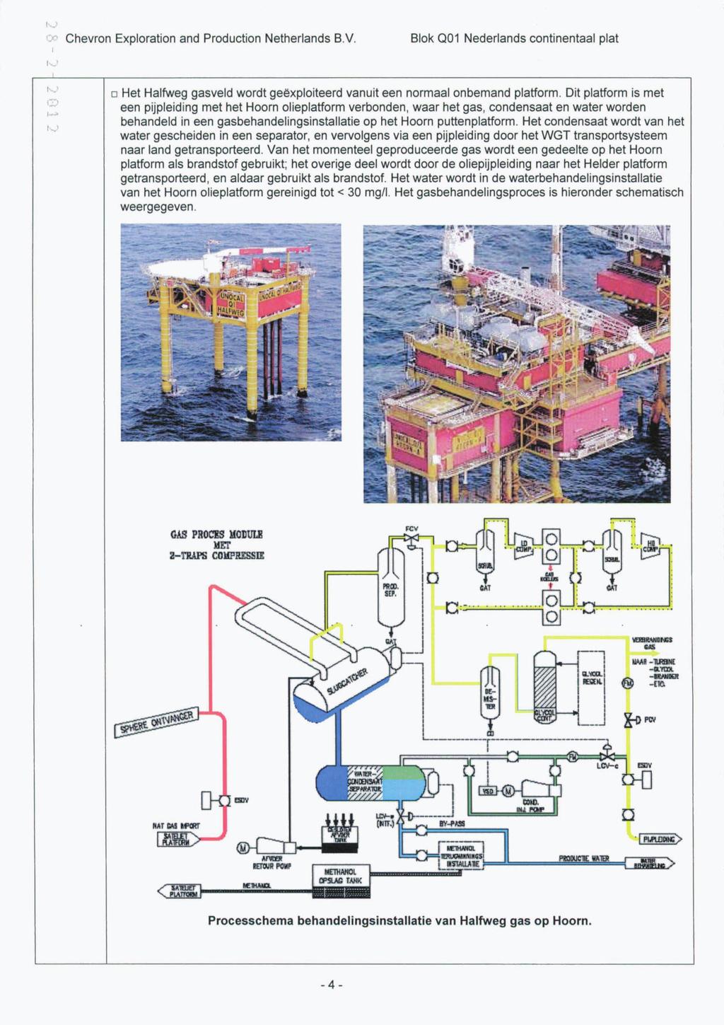 IO 00 Chevron Exploration and Production Netherlands B.V. Blok OOI Nederiands continentaal plat to to cz> Het Halfweg gasveld wordt geëxploiteerd vanuit een normaal onbemand platform.