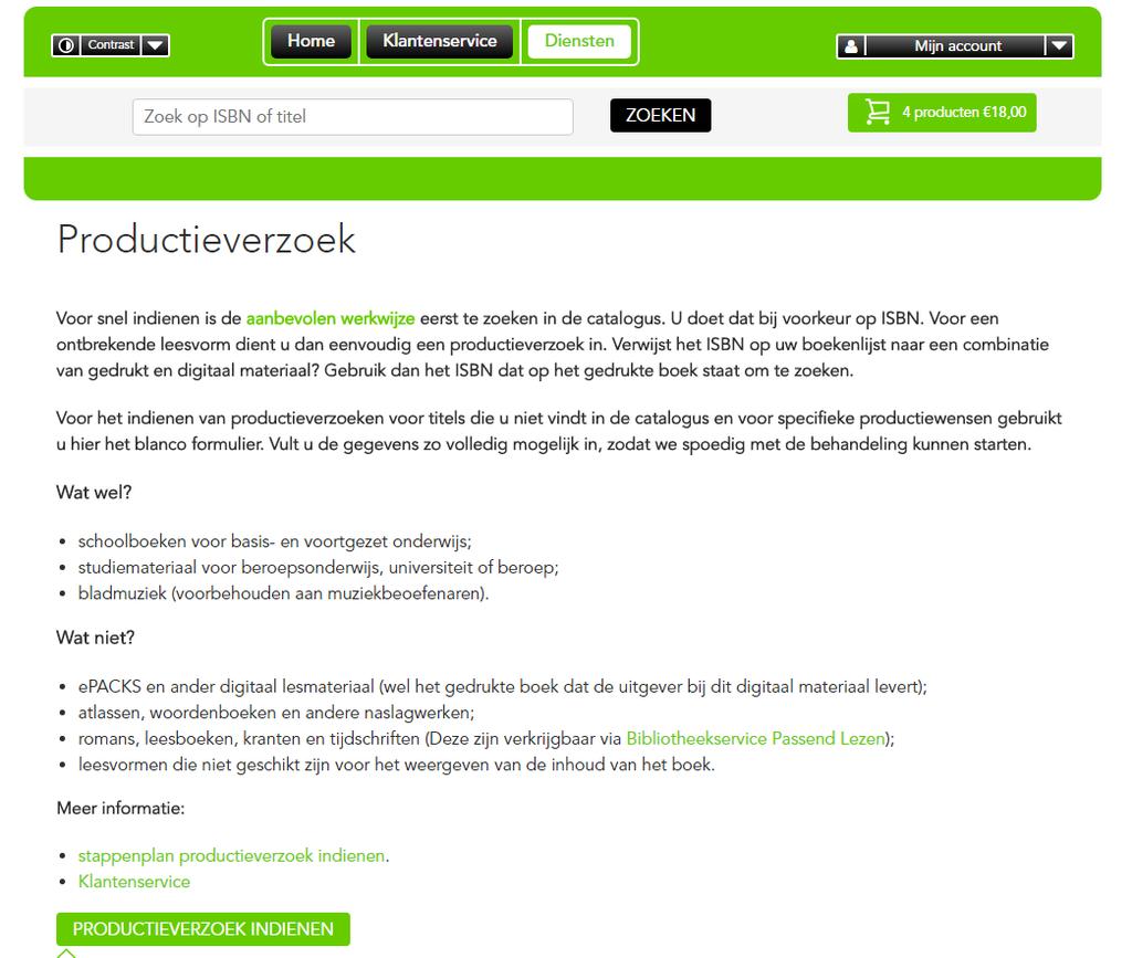 Klik op productieverzoek 3.