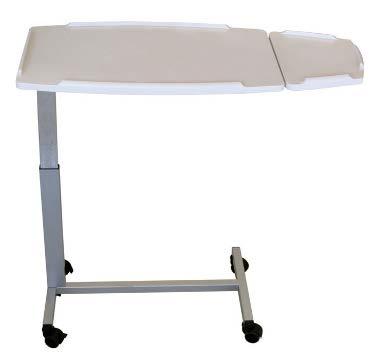 Bedtafel Deze bedtafel is traploos in hoogte verstelbaar en kan zowel bij het bed als bij een stoel gebruikt worden. Het werkblad is eenvoudig te reinigen en kan traploos in hoek versteld worden.