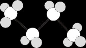 Dit illustreren we even aan de hand van 2 voorbeelden: methaan, CH 4 : H H C C H vlak getekend in werkelijkheid butaan, C 4 H 10 : H H H H H C C C C H H H H H vlak getekend in werkelijkheid Tenslotte