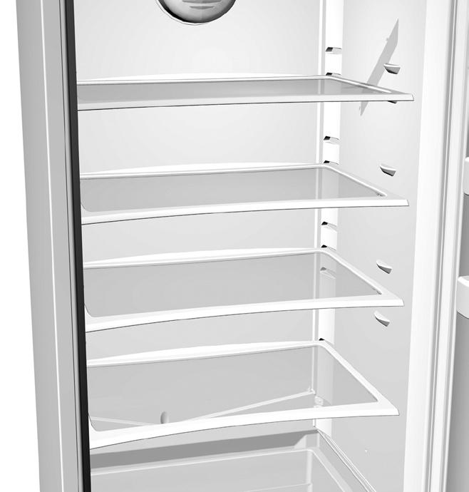 De inrichting van de koelkast De inrichting is afhankelijk van het model. U kunt de plateaus naar wens indelen op de geleiders in de koelkast. Ze zijn beveiligd tegen uittrekken.