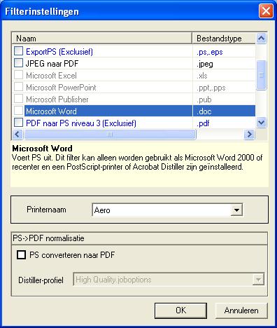 HOT FOLDERS 80 De Microsoft Office-filters hebben geen opties die u kunt configureren.