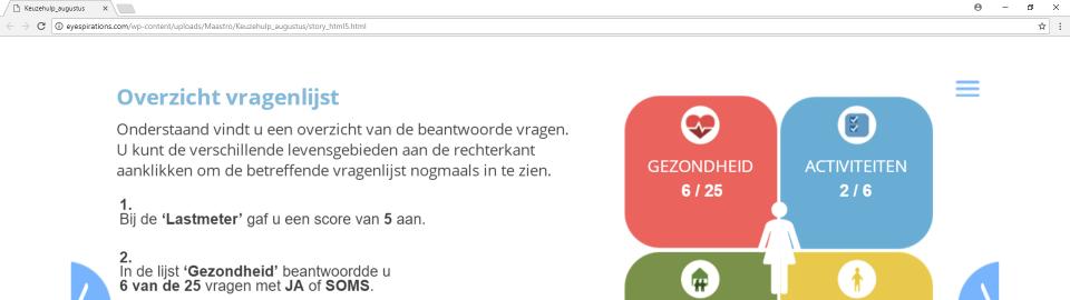 De optie waarvan de eerste indruk van de patiënt het meest positief was, wordt groen