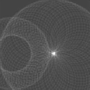 Linkse figuur is een voorbeeld met 2 cirkels: straal 10 en 30
