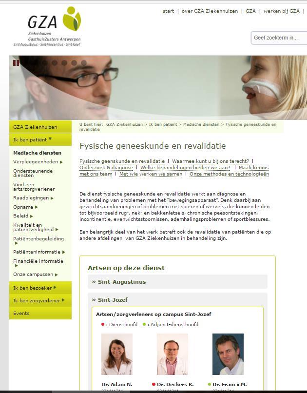 Onlinehulptoepassing om te informeren een blik websites organisatiegericht Nogal wat vakjargon http://www.gzaziekenhuizen.