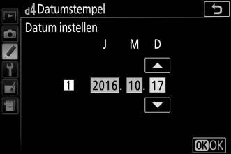 2016 02 / 19. 10. 2016 Toekomstige datum (twee dagen Datum in het verleden (twee dagen resterend) verstreken) De camera bevat drie tijdruimten voor het opslaan van datums. 1 Voer de eerste datum in.