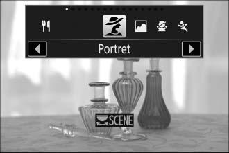 Selectie van scène/effect In de scènestand en stand speciale effecten (0 58, 65) kunt u op het pictogram van de opnamestand tikken om
