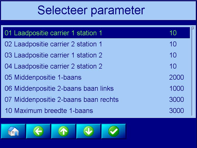 4.6) Instellen/wijzigen van parameters Via de setup-toets in het overzichtsscherm (zie hoofdstuk 4.1, punt 1) kan er toegang worden verkregen tot de parameters van de machine.