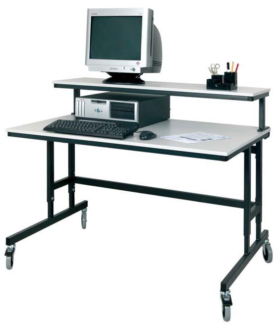 PCT-H Royale computertafel (80 cm diep) met over gehele breedte afneembaar, verhoogd plateau. Ergonomische werkhouding door hoogte instelbaarheid Voorzien van stelvoeten voor maximale stabiliteit.