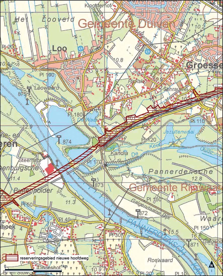 Detailkaart 3 reserveringsgebied nieuwe hoofdweg