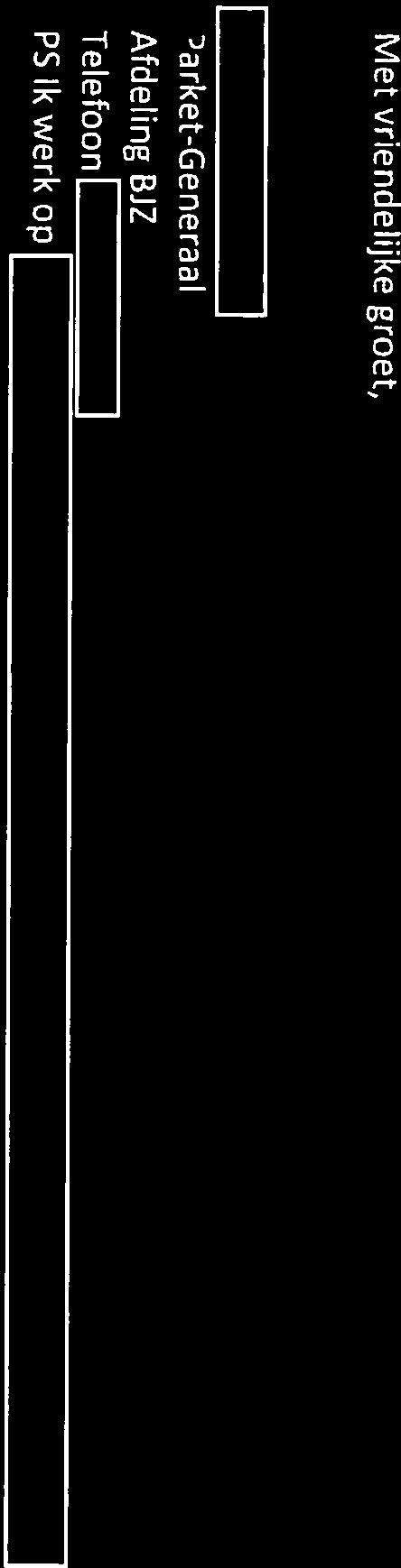 Ik werk op 1 Telefoon 1 Afdeling BJZ arket-generaal Met vriendelijke groet, Zojuist kreeg ik het bericht dat de minister heeft ingestemd met de hoge