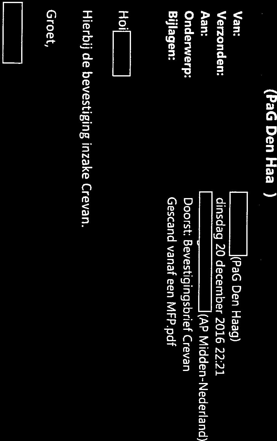 (PaG Den Haag) Van: Den Haag) Verzonden: dinsdag 20 december 2016 22:21 Aan: 1 I(AP Midden-Nederland) Onderwerp: